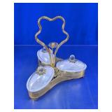 Gold-Tone 3-Compartment Candy Dish