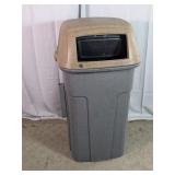 Commercial Covered Trash Can with Push Door