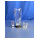 Glass Pitcher and Assorted Barware Set