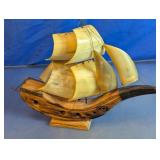 Horn Sailing Ship Sculpture
