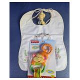 Baby Bib, Fisher-Price Teether & Pull Toy Set