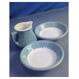 Shenango China Blue Mini Pitcher & Small Bowls