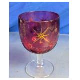 Cranberry Starburst Stemmed Goblet