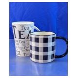 Ceramic Tea Mug & Plaid Coffee Cup Duo