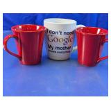 Ceramic Coffee Mugs w/ Novelty Mug Trio