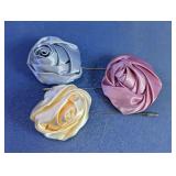 Satin Rose Lapel Stick Pins Set