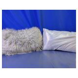 Gray Faux Fur & Silver Accent Pillows