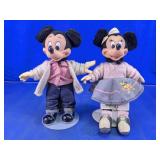 Mickey & Minnie Mouse Plush Dolls w/ Stand