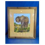 Signed Elephant Wildlife Print Framed Art