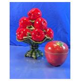 Vintage Ceramic Apple Centerpiece & Tin Lot