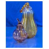 Vintage Art Glass Pumpkin & Gourd Decor Duo