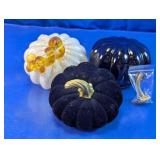 Decorative Autumn Pumpkins Velvet Trio