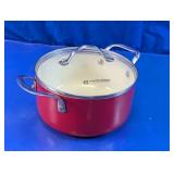 MasterClass Red Stock Pot with Glass Lid