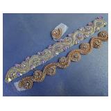 Beaded AB Rhinestone & Rose Gold Applique Set
