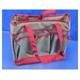 Grey & Red Multi-Pocket Craft Supply Tote