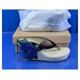 Crystal Queen Floral Embroidered Wedge Flip Flop