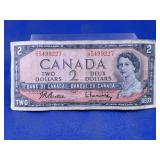 1954 Bank of Canada Two Dollar Banknote Queen