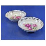 Schumann Bavaria Reticulated Rose Porcelain Bowls