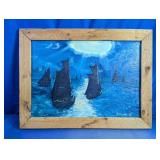 Signed Sailing Ship Seascape Oil Painting