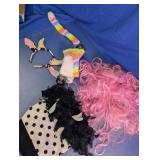 Pink Wig, Cow Headband & Costume Accessories