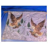 Vintage Embroidered Bald Eagle Wall Hanging