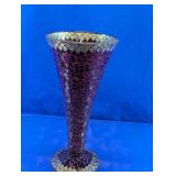 Purple Mosaic Glass Floor Vase