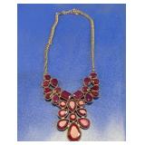 Red Faux Stone Bib Necklace
