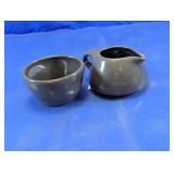 Vintage Gray Creamer and Sugar Bowl Set