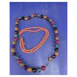 Colorful Beaded Necklace & Coral Bead Necklace Set