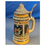 German Style Lidded Beer Stein Mug