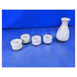5-Piece Fire-Glazed Ceramic Sake Set