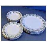 Porcelain Ornate Scroll Dinner, Salad & Bowls Set