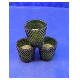 Green Hobnail Votive Holders