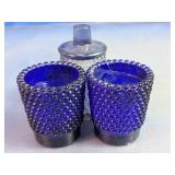Blue Hobnail Votive Holders