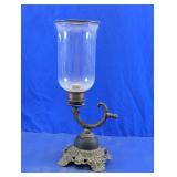 Vintage Brass & Glass Hurricane Candle Holder
