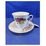 Floral Porcelain Teacup and Saucer Set