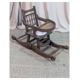 Antique Convertible Wooden High Chair Rocker