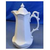 White Ceramic Coffee Pot with Lid