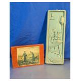 Vintage Plaque & Wood Block Art Duo