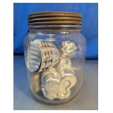 Vtg. Glass Jar w/ Metal Baking Molds & Cutters Lot