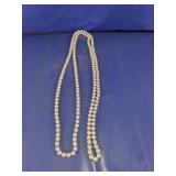 Long Faux Pearl Strand Necklace