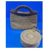 Vintage Alligator Purse & Round Rattan Bag Lot