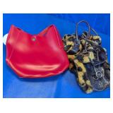 Red Tote & Faux Fur Leopard Handbag Lot