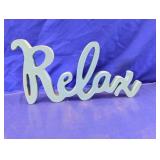 Rustic 'Relax' Cursive Wood Tabletop Sign