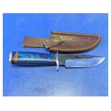 Fixed Blade Hunter Knife with Blue Handle