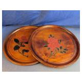 Hand-Painted Floral Round Wall Plaques