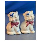 Vintage Ceramic Cat Salt & Pepper Shakers Duo
