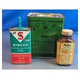 Vintage Singer Oil, McNess & Curry Tin Trio