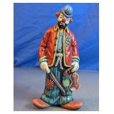 Hand Painted Clay Weary Clown Figurine