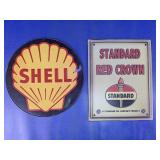 Shell & Standard Red Crown Metal Signs